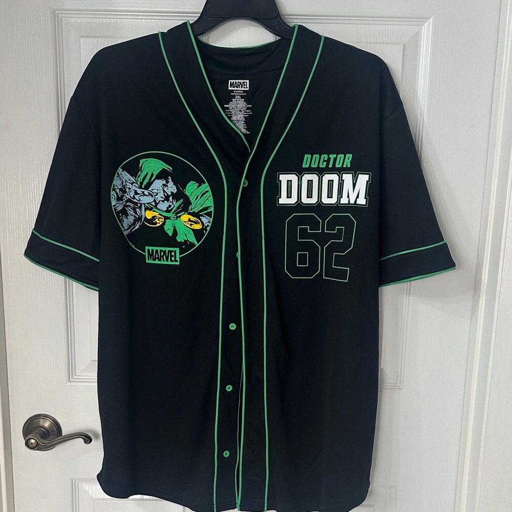 Marvel Black and Green Doctor Doom Baseball Jersey